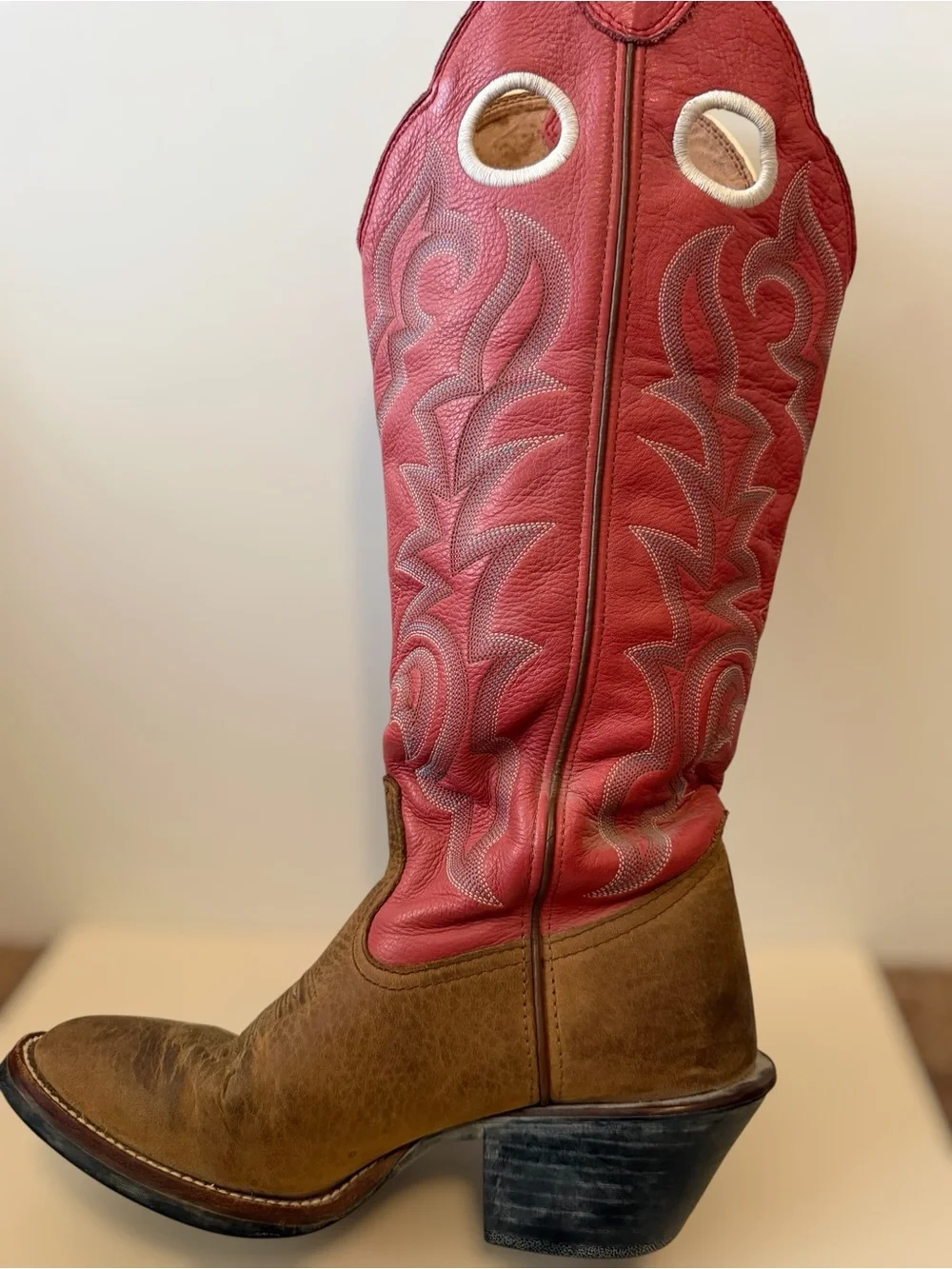 Tony Lama Pink Embroidered Leather Cowboy Boots Women’s Size 7C Wide - Picture 3 of 9